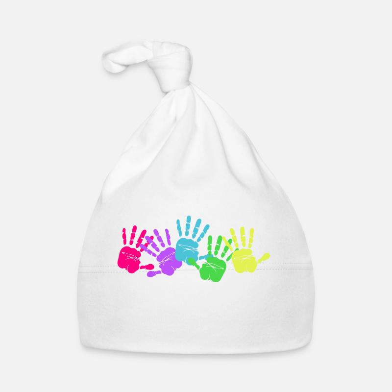 Impressions à la main - Bonnet bio Bébé - blanc