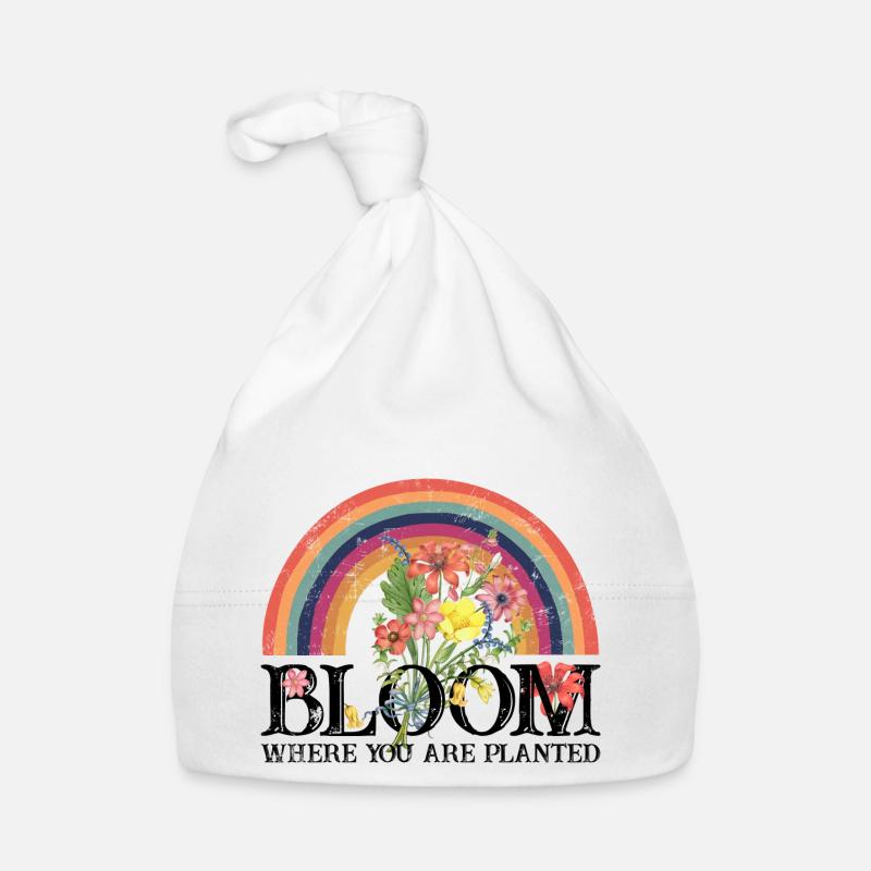 bloom where you are planted Rainbow Blooms Organic Baby Cap
