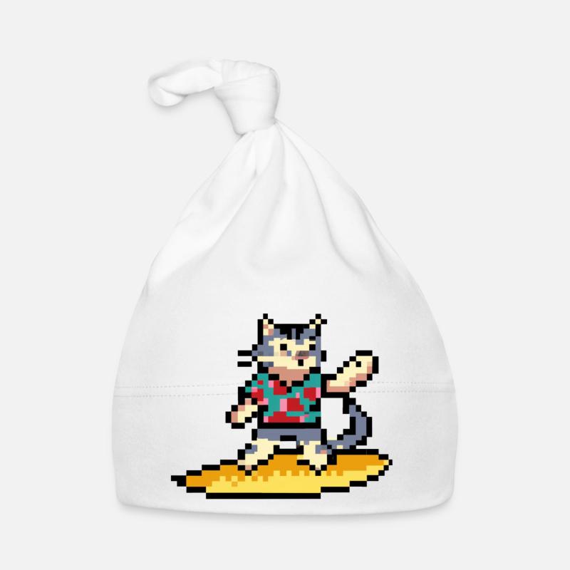 Surfkatze, Pixelkunst Baby Bio-Mütze