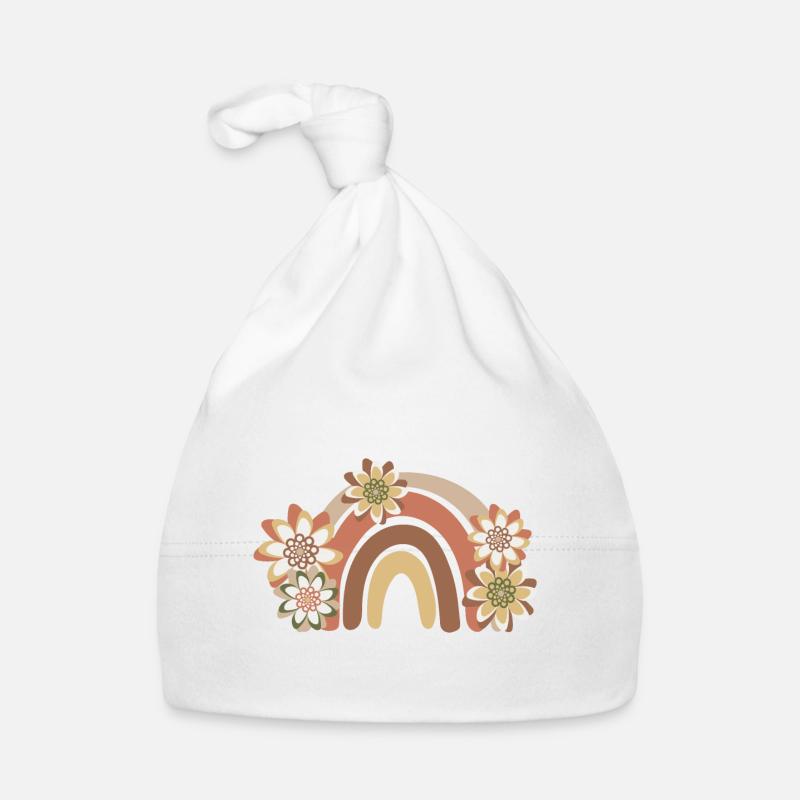 Regenbogen Boho, Bohême - Baby Bio-Mütze - Weiß