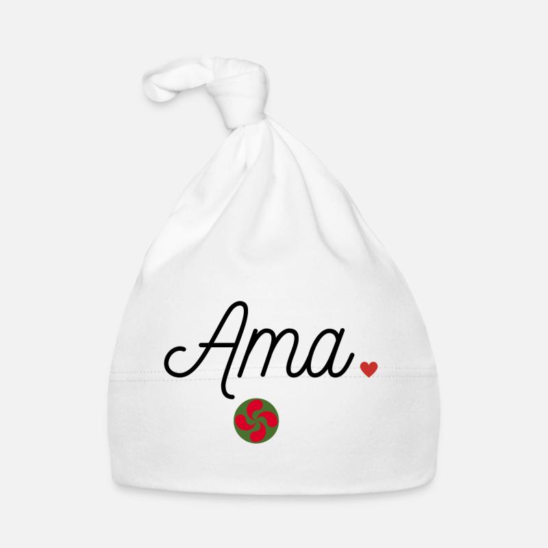 Ama et Lauburu. Maman en Basque - Bonnet bio Bébé - blanc