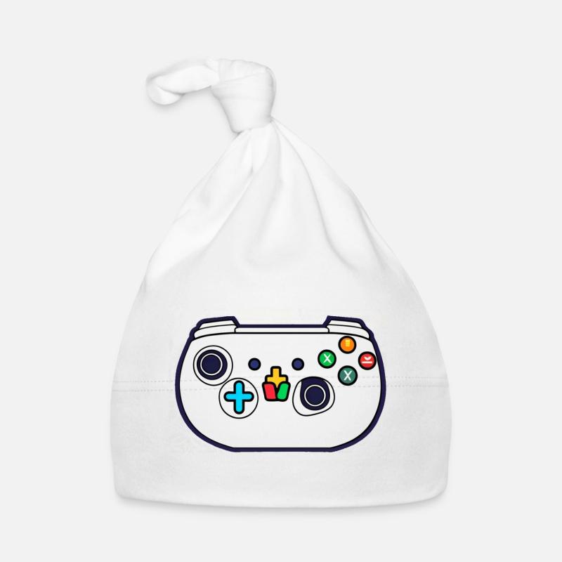 White Video Game Controller Organic Baby Cap