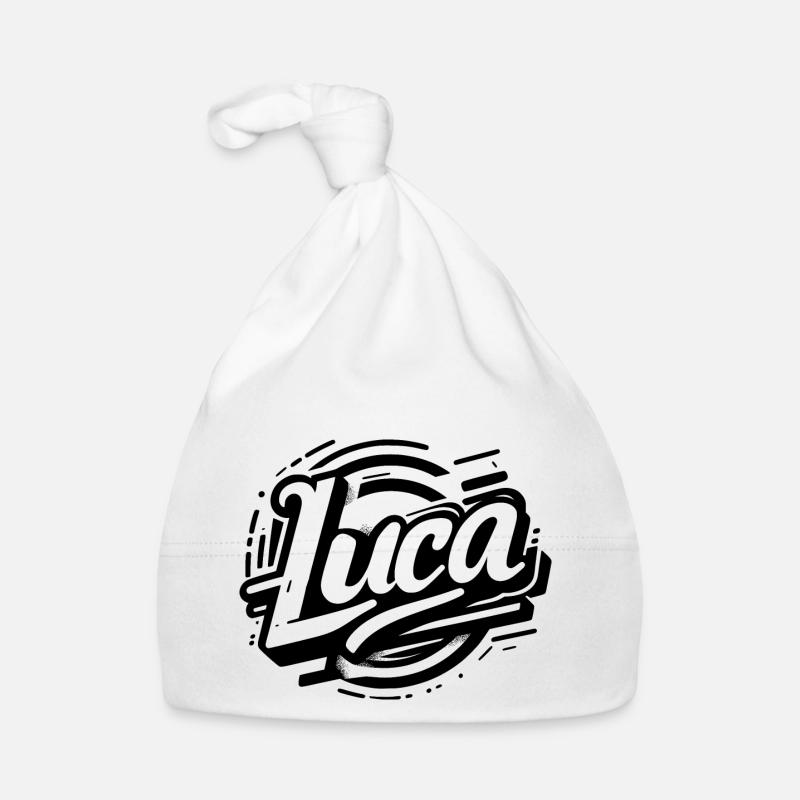 Luca Nom de famille Prénom Graffiti - Bonnet bio Bébé - blanc