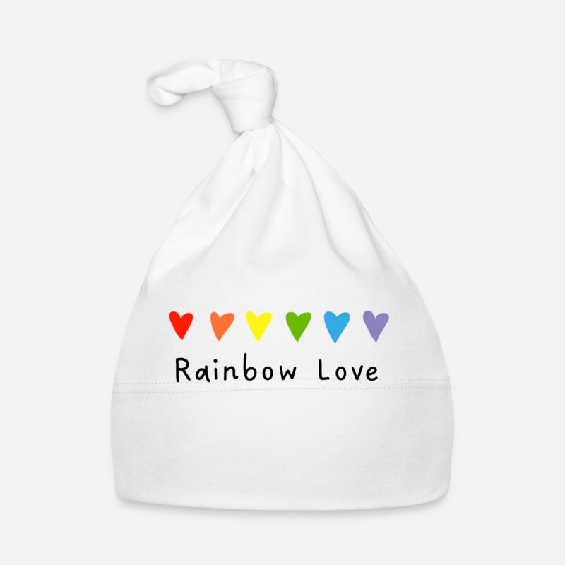 Amour arc-en-ciel - Bonnet bio Bébé - blanc