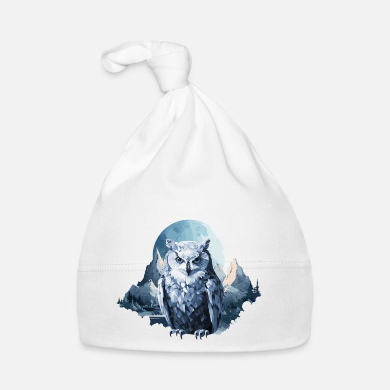 Schnee Eule - Baby Bio-Mütze - Weiß
