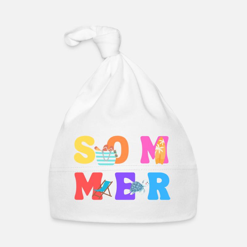 Été - Été - Amour d’été - Soleil - Bonnet bio Bébé - blanc