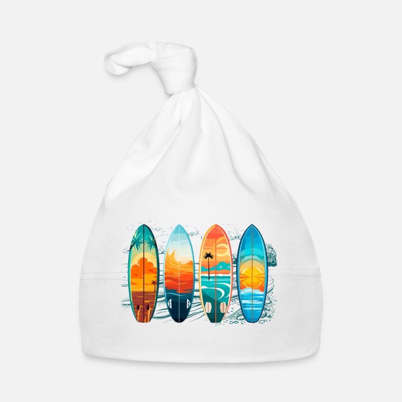 Planches Surf - Bonnet bio Bébé - blanc