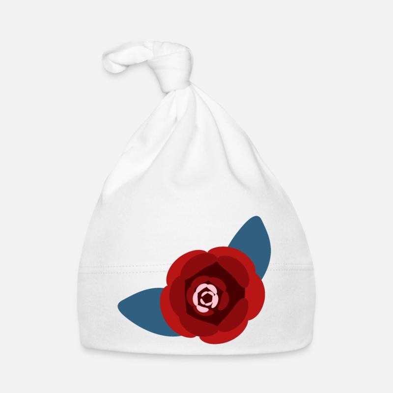 red camellia flower Organic Baby Cap