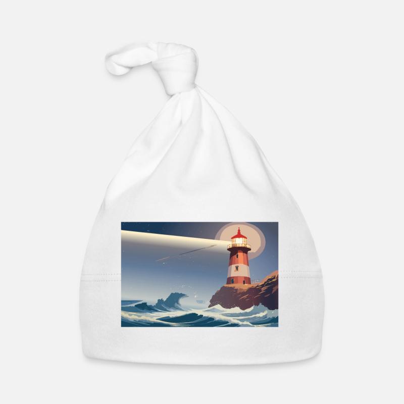 Lighthouse at night Organic Baby Cap