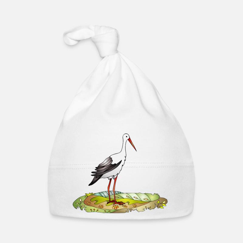 Cigogne - Bonnet bio Bébé - blanc