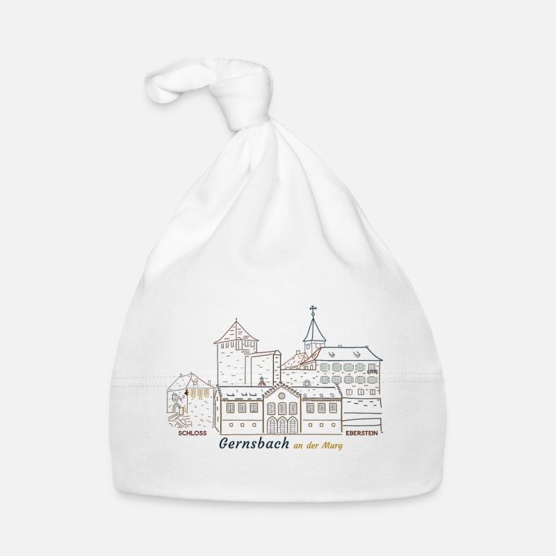 Gernsbach, Drawing of Eberstein Castle Black Forest Organic Baby Cap