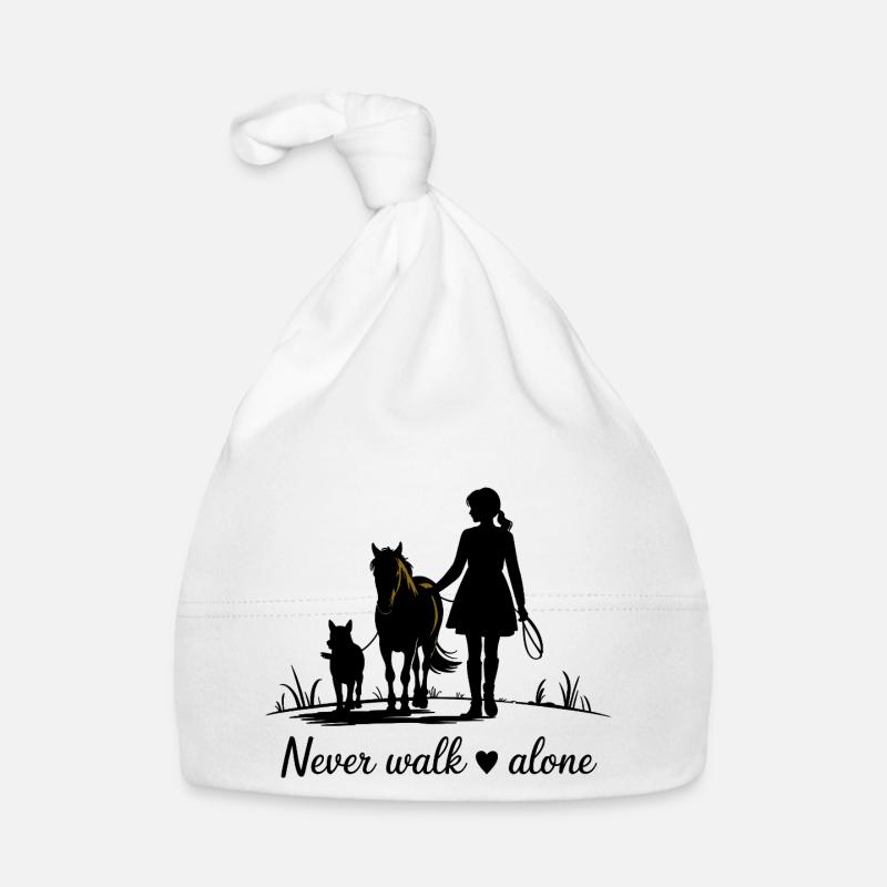 Never Walk Alone – Pferd, Mädchen & Hund - Baby Bio-Mütze - Weiß