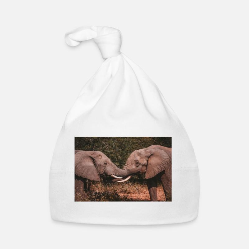 Elephants Intertwining Trunks  Organic Baby Cap