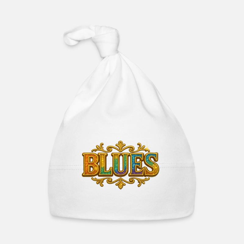 Blues with gold border and gradient Organic Baby Cap