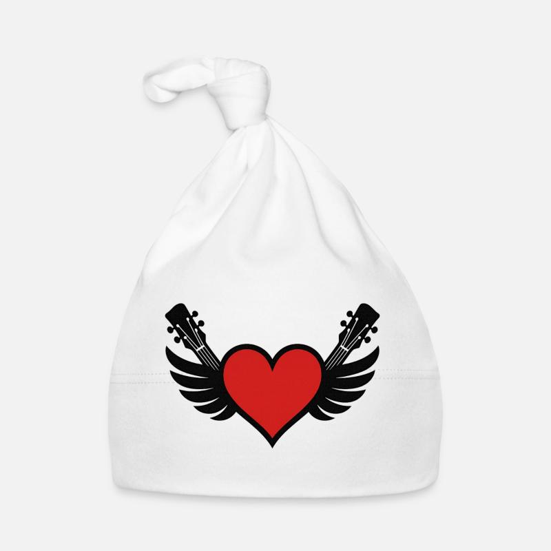 Coeur avec piano à queue et guitares Bonnet bio Bébé