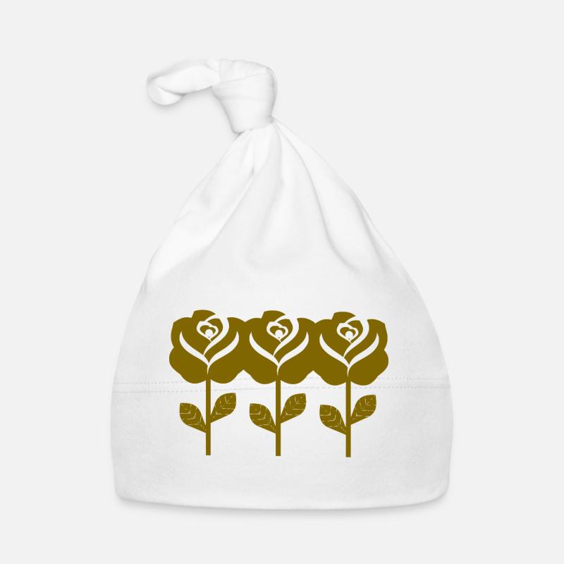 Motif graphique de roses dorées Bonnet bio Bébé