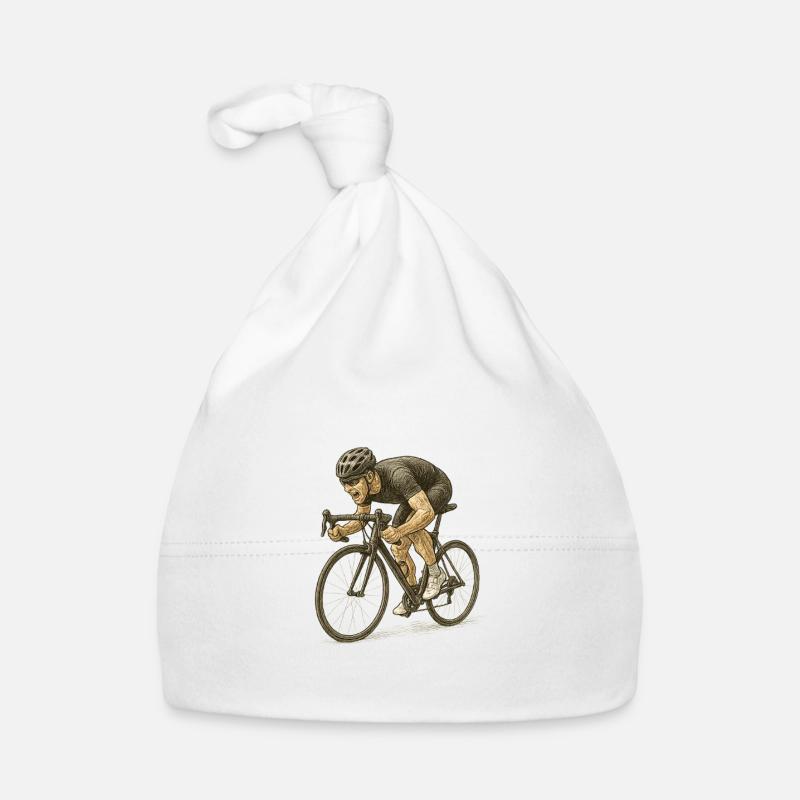 Illustration du cycliste en course en action Bonnet bio Bébé