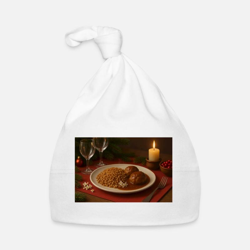 Festlicher Buchweizen-Fleischbällchen Teller Baby Bio-Mütze