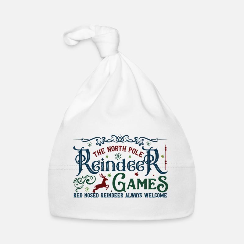 Jeux du renne du pôle Nord - Bonnet bio Bébé - blanc
