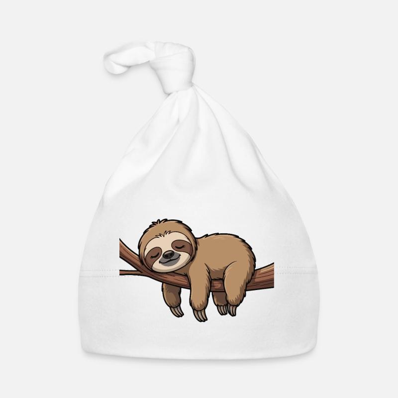Sleeping sloth on branch Organic Baby Cap