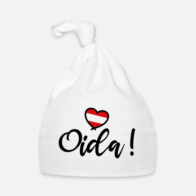 Oida! Austria Heart I love Austria Dialect - Organic Baby Cap - white