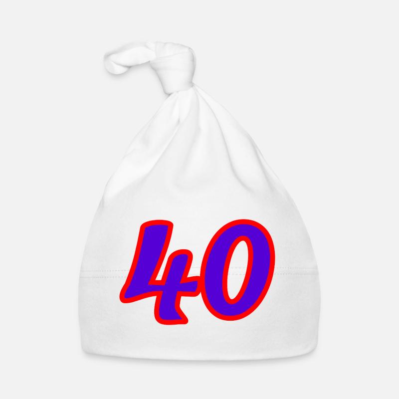 40. 40 ANS. 40e ANNIVERSAIRE. ANNIVERSAIRE 40 ANS. - Bonnet bio Bébé - blanc