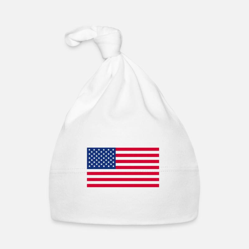 Drapeau Américain Minimaliste - Bonnet bio Bébé - blanc