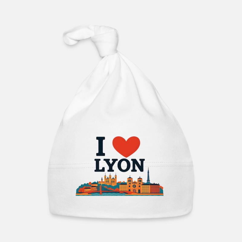 I Love Lyon – Bunte Skyline Baby Bio-Mütze