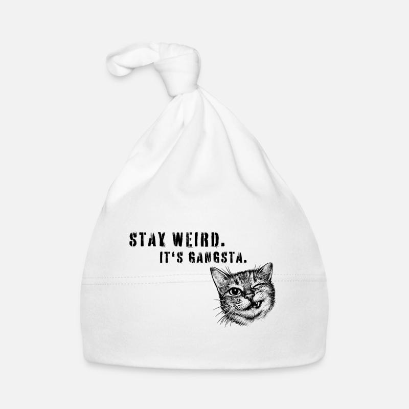 Stay Weird – Art de déclaration de chat gangsta Bonnet bio Bébé