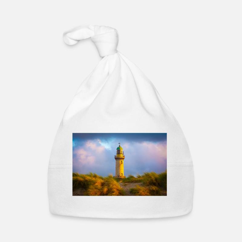 Warnemünde Lighthouse in the evening Organic Baby Cap