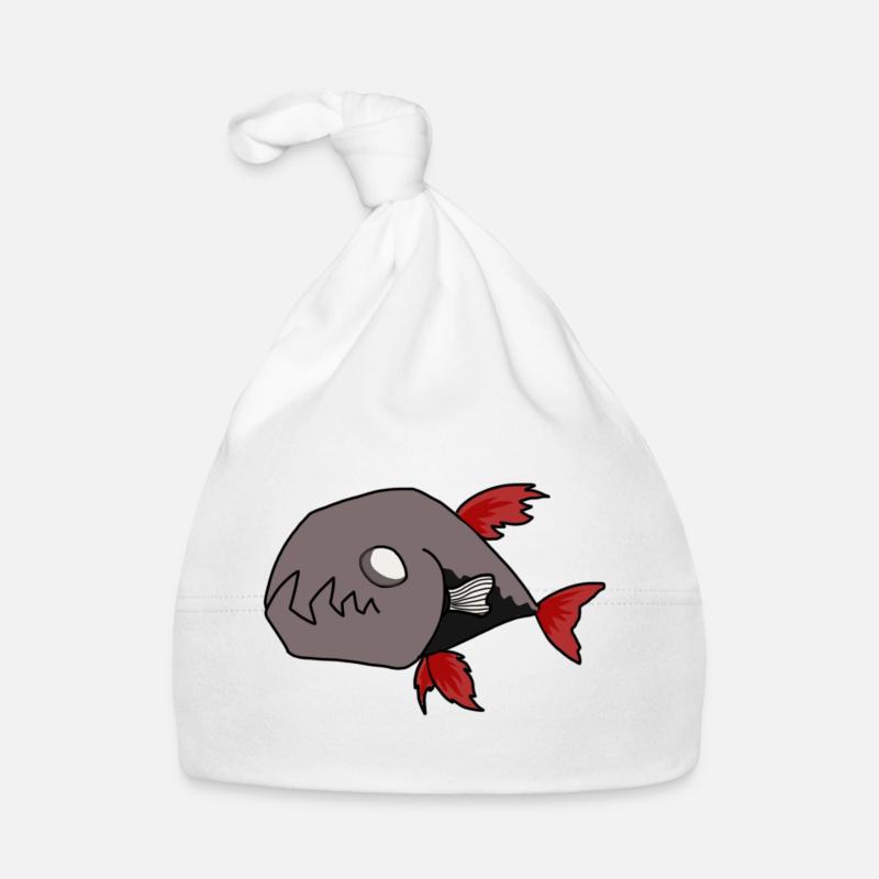 Poisson Noir - Bonnet bio Bébé - blanc