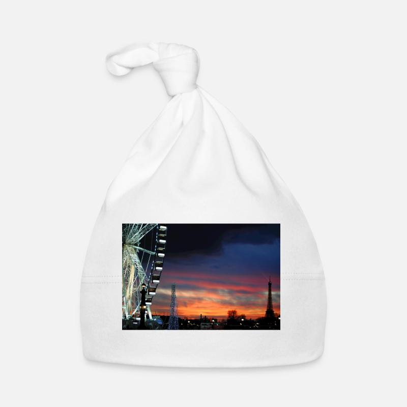 Paris à la grande roue du coucher du soleil Bonnet bio Bébé