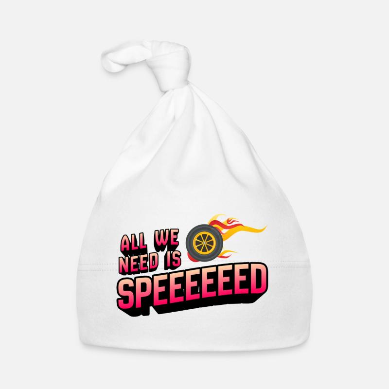All We Need Is Speed mit Feuerreifen Baby Bio-Mütze