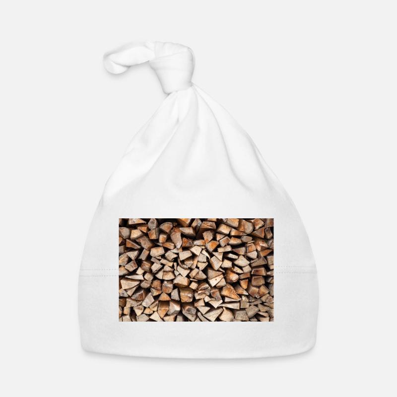 Affiche rustique de bois de chauffage en pile de bois Bonnet bio Bébé