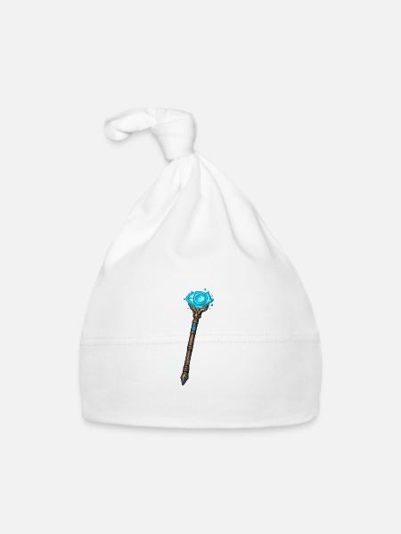 Magischer Kristallstab Blau - Baby Bio-Mütze - Weiß - Vorne