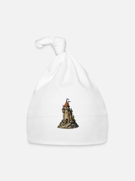 Burgturm am Felsen - Baby Bio-Mütze - Weiß - Vorne