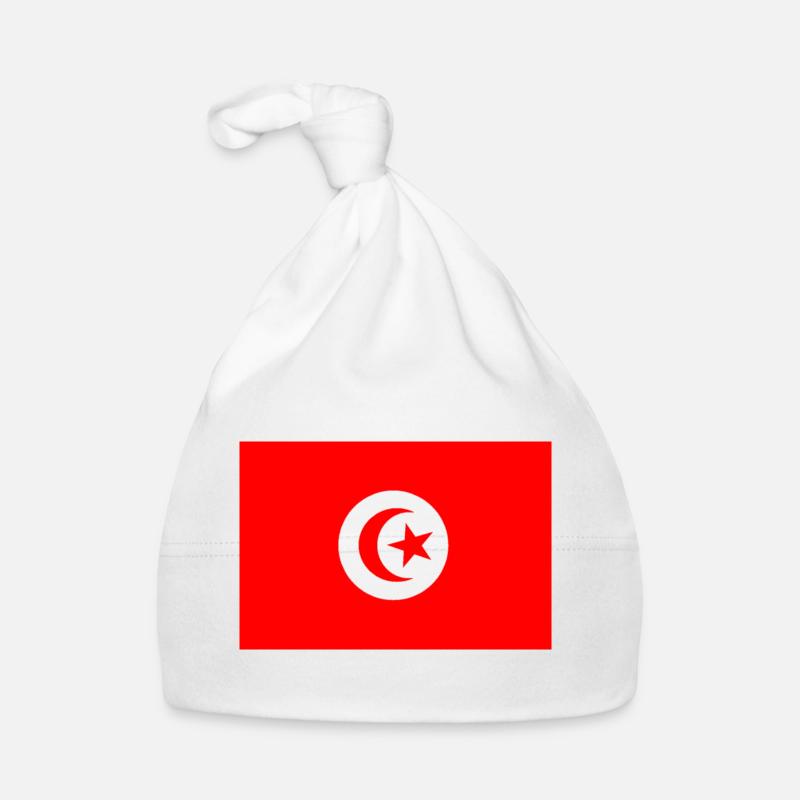 Drapeau Tunisie - Bonnet bio Bébé - blanc