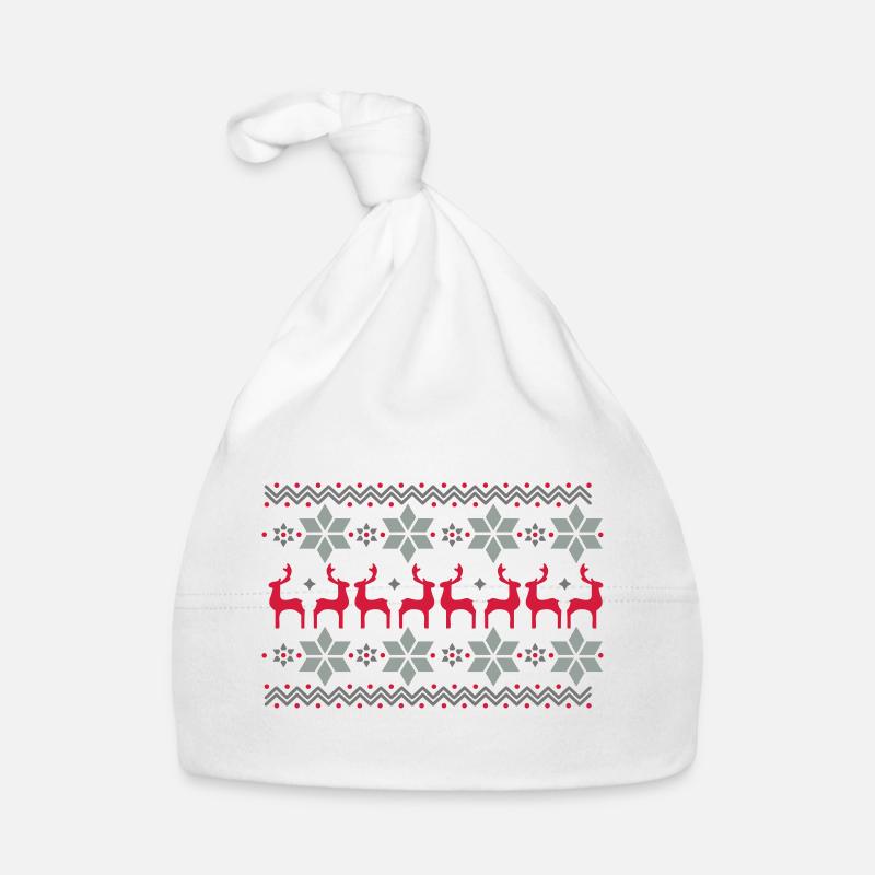 Poinsettia pattern and reindeer pattern Organic Baby Cap
