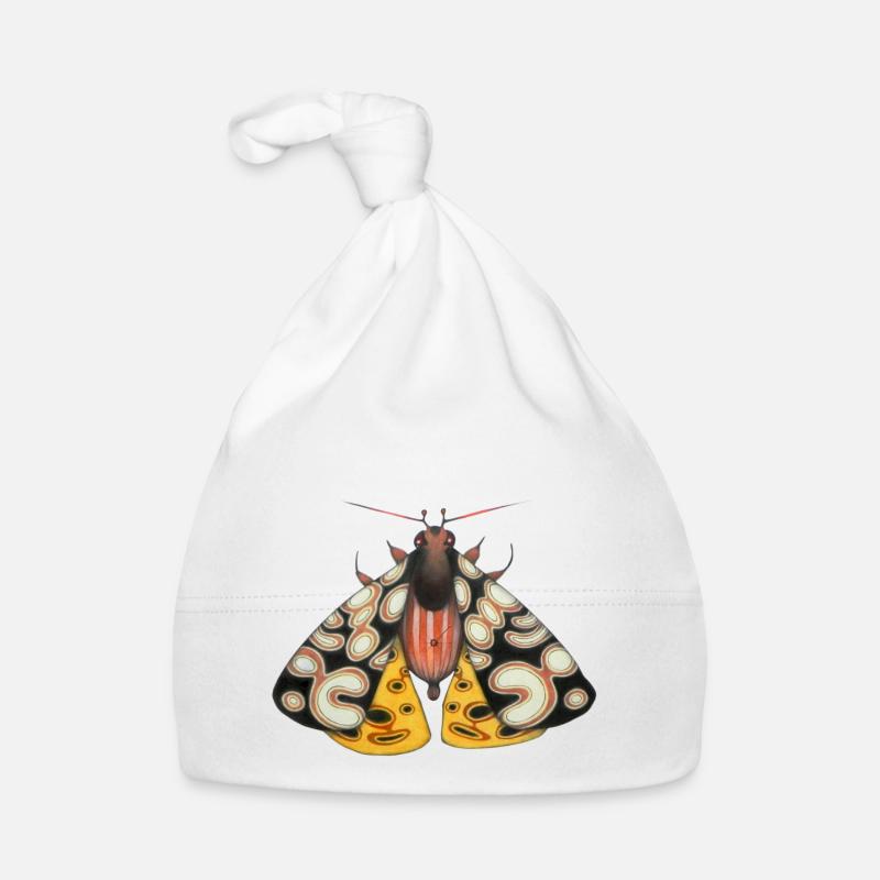 Moth noir et jaune - Bonnet bio Bébé - blanc