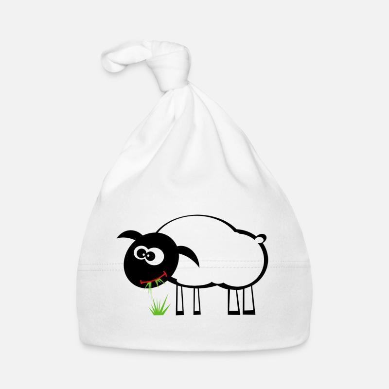 Karikatur Schaf mit Grasfresser Baby Bio-Mütze
