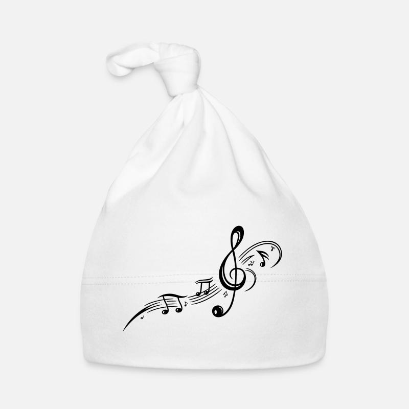 Les notes de musique, clefs, musique - Bonnet bio Bébé - blanc