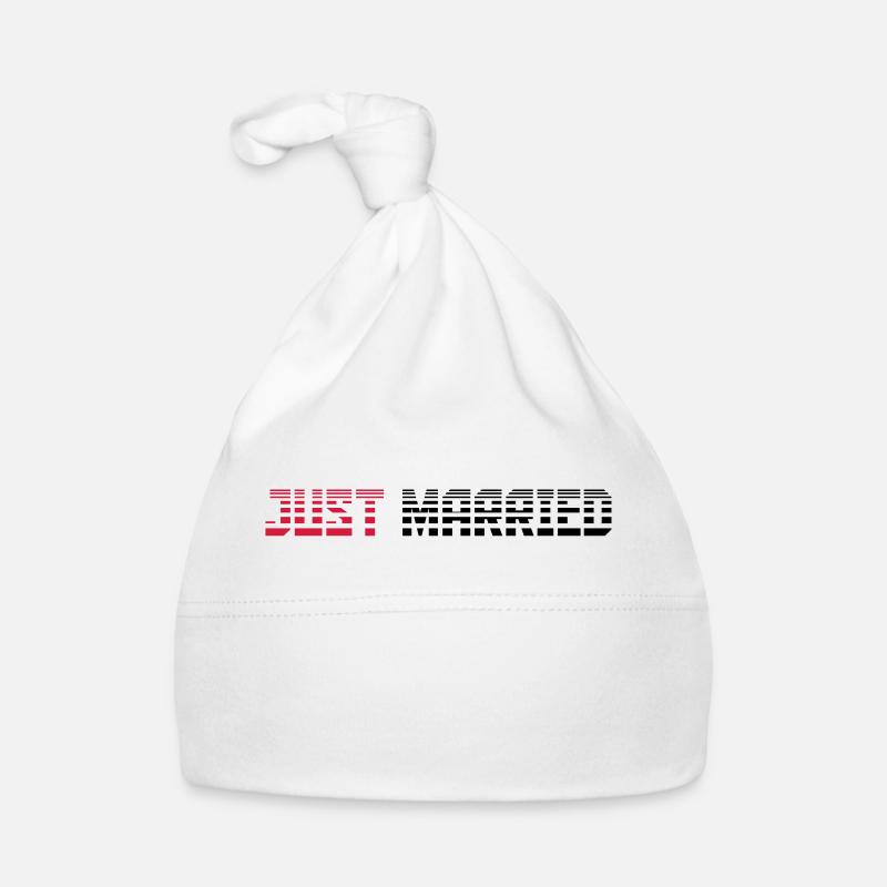 Just Married Text Logo Design - Organic Baby Cap - white