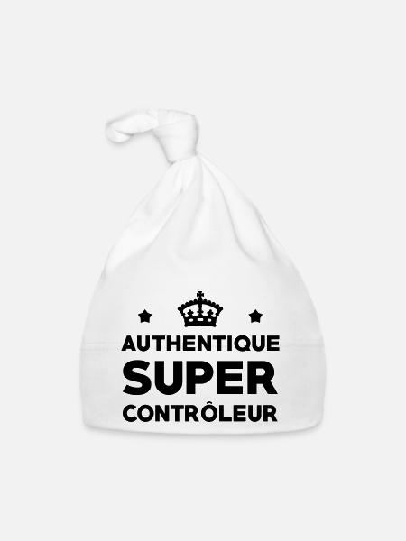 Contrôleur / Controleur / Bus / Transport - Bonnet bio Bébé - blanc - Devant