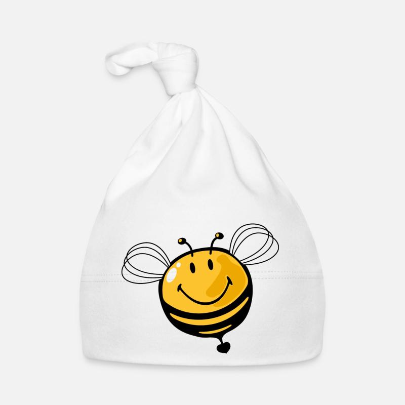 Smiley Bee - Baby Bio-Mütze - Weiß