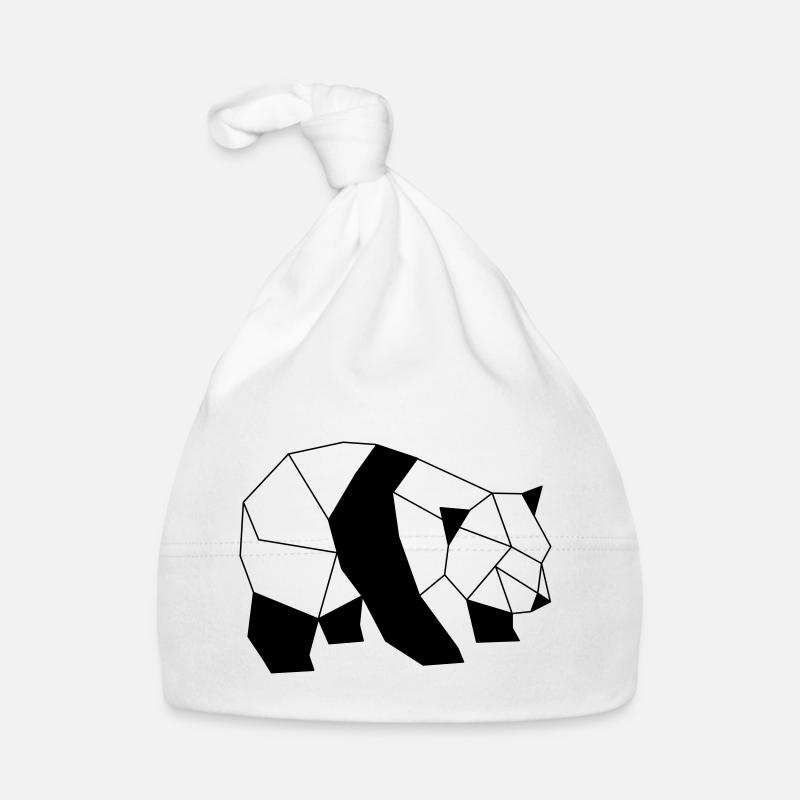 Panda géométrique - Bonnet bio Bébé - blanc