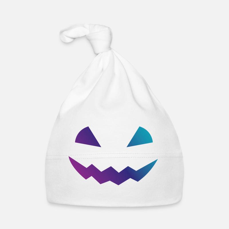 Déguisement de visage de conception de citrouille d’Halloween - Bonnet bio Bébé - blanc