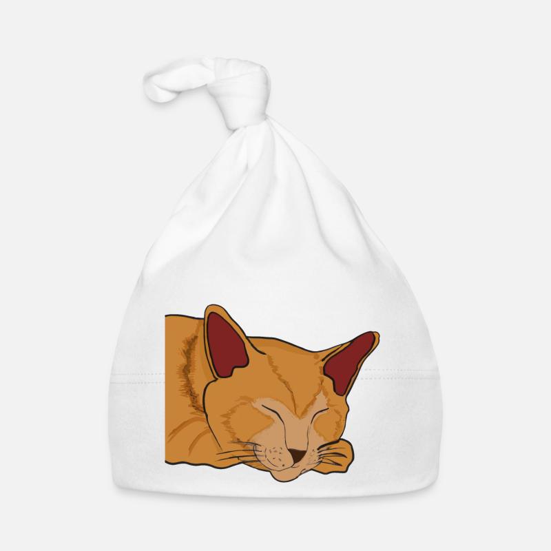 Sleeping Cat Illustration Gift Organic Baby Cap