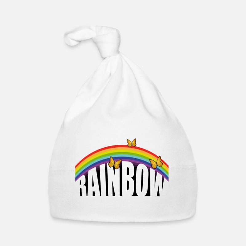 Lettrage ARC-en-ciel avec des papillons Bonnet bio Bébé