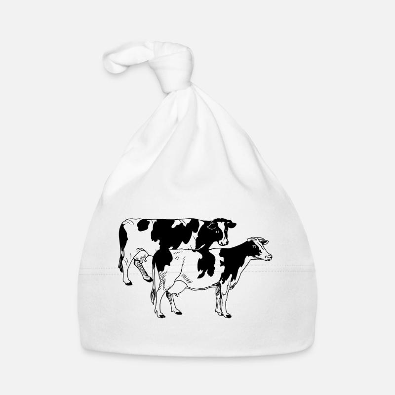Two cows black and white Organic Baby Cap