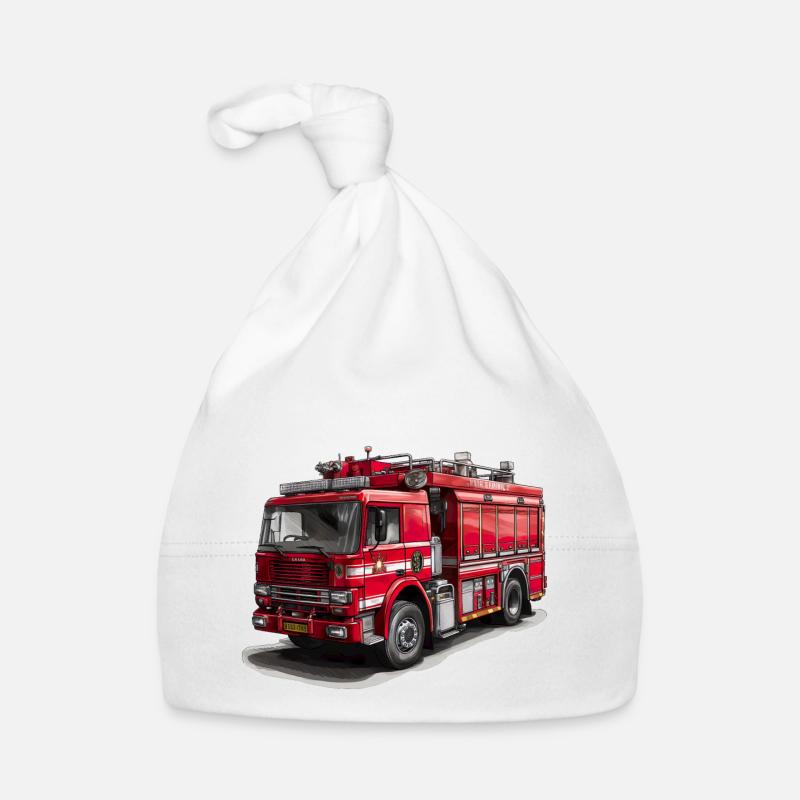 Mit dem Feuerwehrauto Brände bekämpfen Baby Bio-Mütze